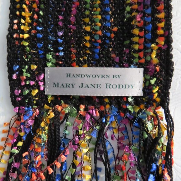 Handwoven by Mary Jane Roddy Multicolored Women’s Long Scarf With Fringe - Picture 8 of 8